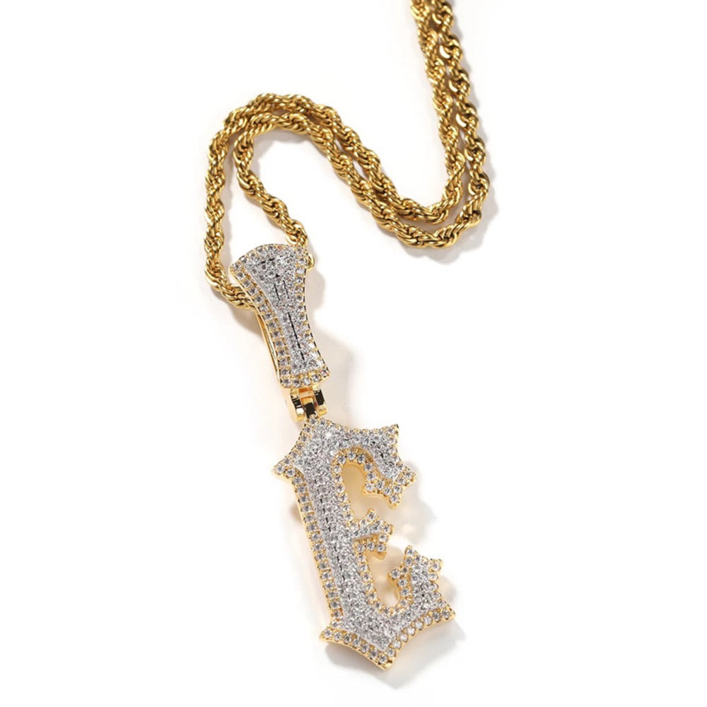 Iced Out Initial Necklace