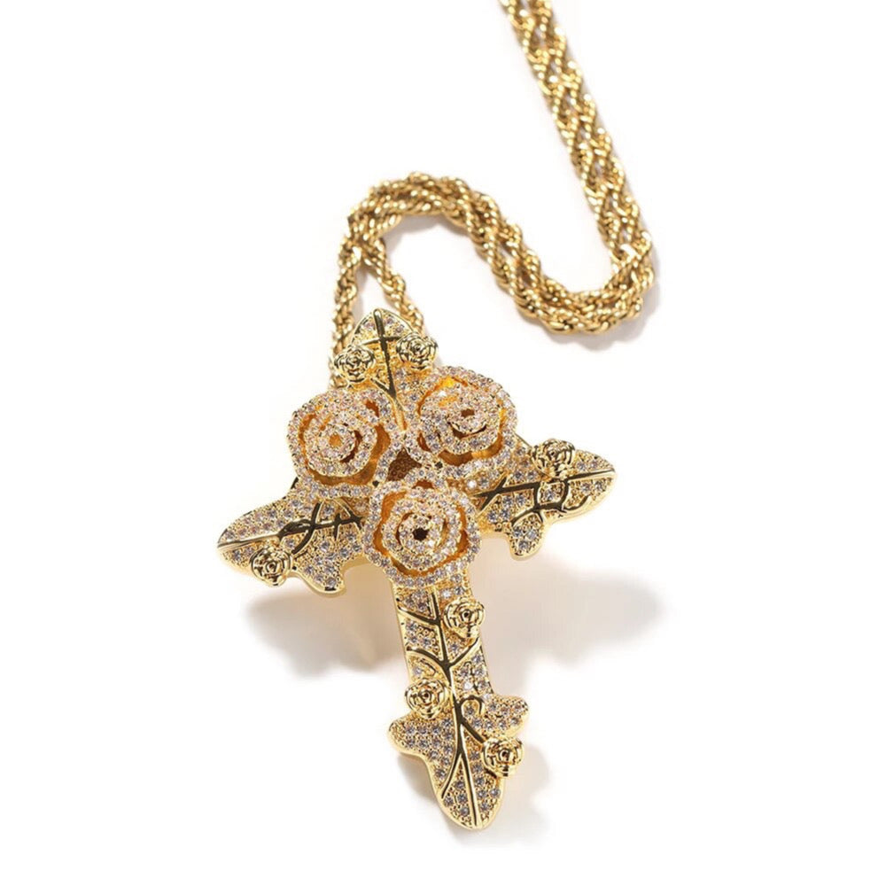 Rose Cross Necklace