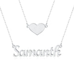 Layered Heart and Custom Name Necklace