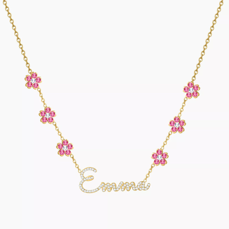 Pink Flowers Custom Necklace