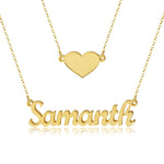 Layered Heart and Custom Name Necklace