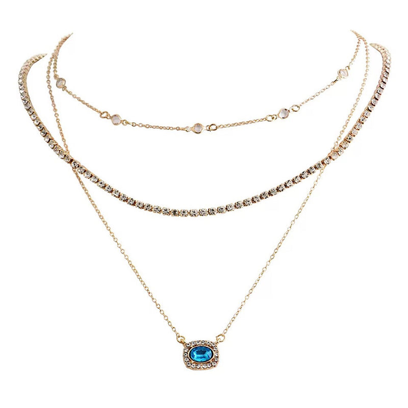 Layered Blue Charm Necklace (5256720253094)